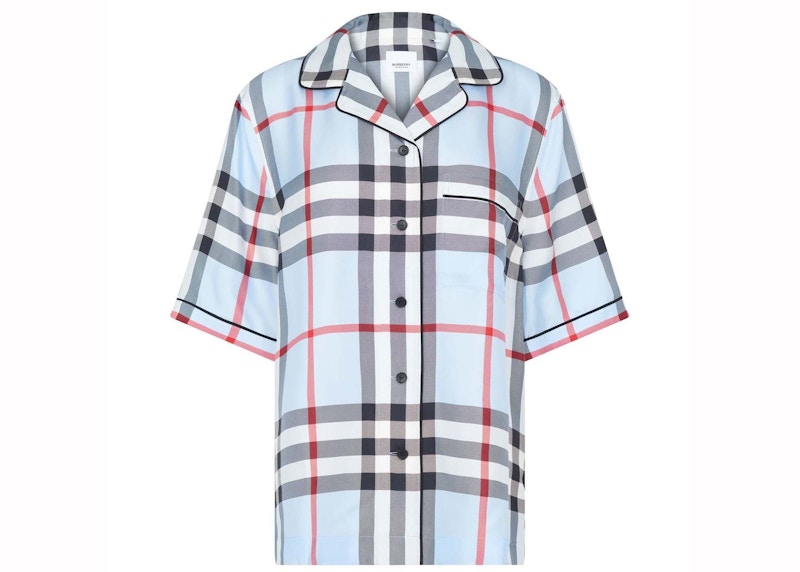 Burberry Tierney Silk Shirt Pale Blue IP Check