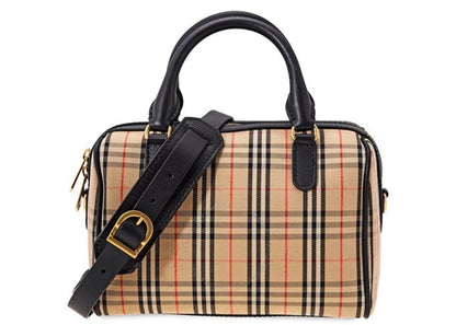 Burberry Top Handle Check Gold-tone Beige