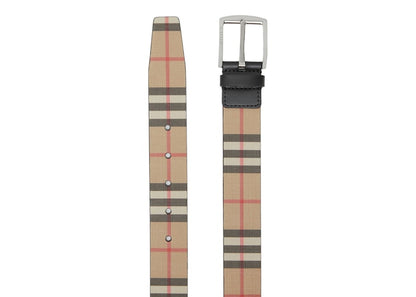 Burberry Vintage Check And Leather Belt Archive Beige/Black