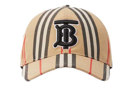 Burberry Vintage Check Cotton Monogram Motif Baseball Cap Beige