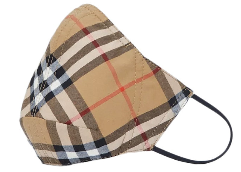 Burberry Vintage Check Cotton Face Mask Antique Yellow