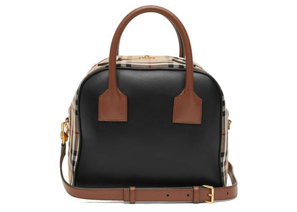 Burberry Vintage Check Cube Bag Leather Small Archive Beige