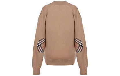 Burberry Vintage Check Elbow Patch Dornoch Merino Wool Cardigan Brown