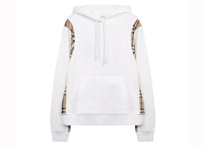 Burberry Vintage Check Panel Oversized Hoodie White