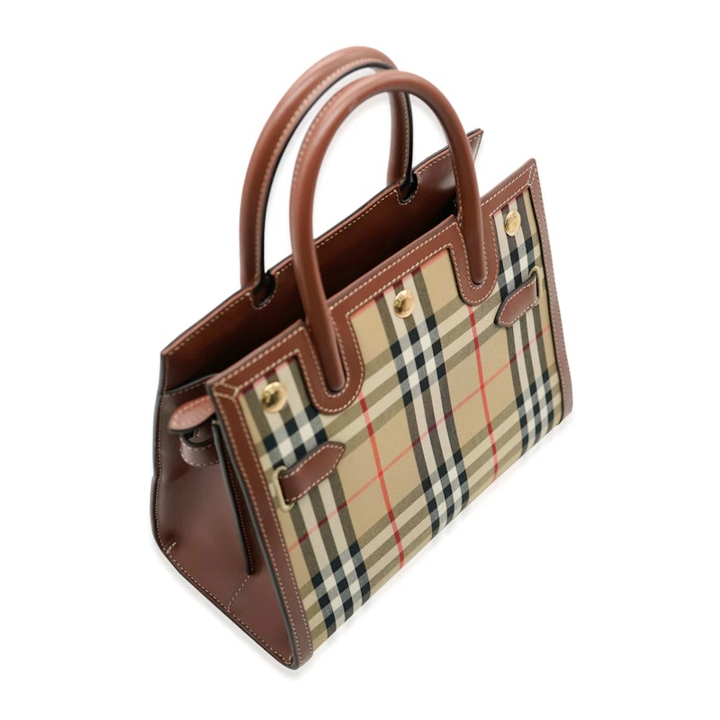 Burberry Vintage Check Two-handle Title Bag Mini Archive Beige