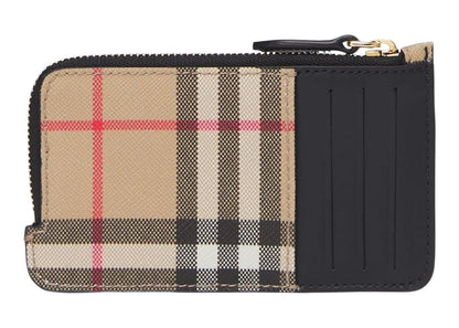 Burberry Vintage Check Zip-Around Card Holder Beige/Multi