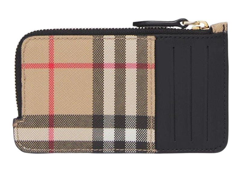 Burberry Vintage Check Zip-Around Card Holder Beige/Multi