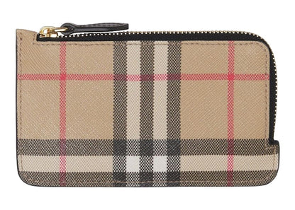 Burberry Vintage Check Zip-Around Card Holder Beige/Multi