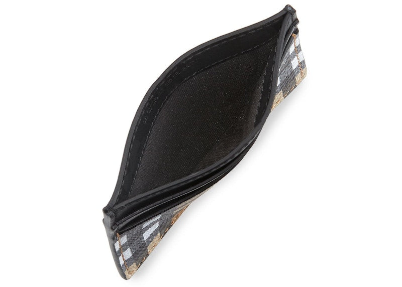 Burberry Vintage Check and Leather Card Case 4 Slot Black