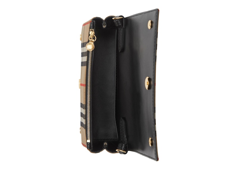 Burberry Vintage Check and Leather Crossbody Bag Small Archive Beige/Black