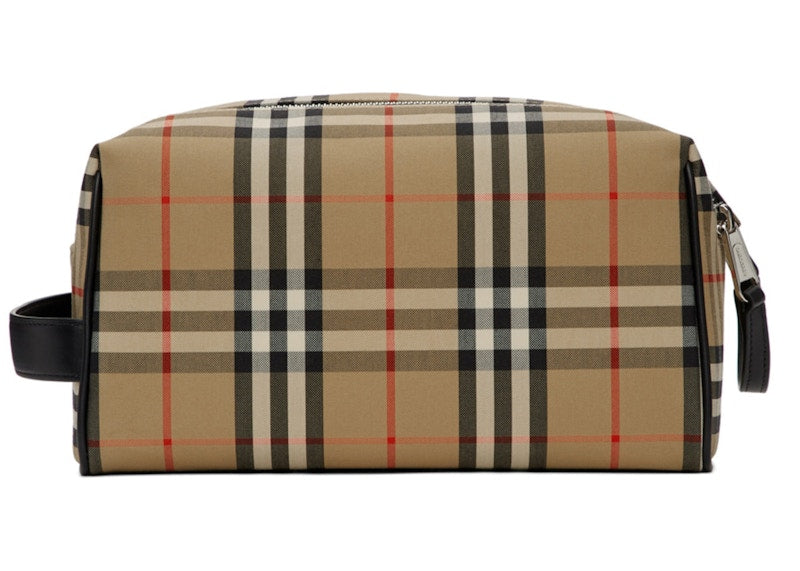 Burberry Vintage Pouch Check Hart Nylon Beige