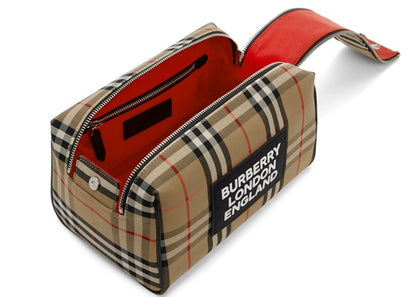 Burberry Vintage Pouch Check Hart Nylon Beige