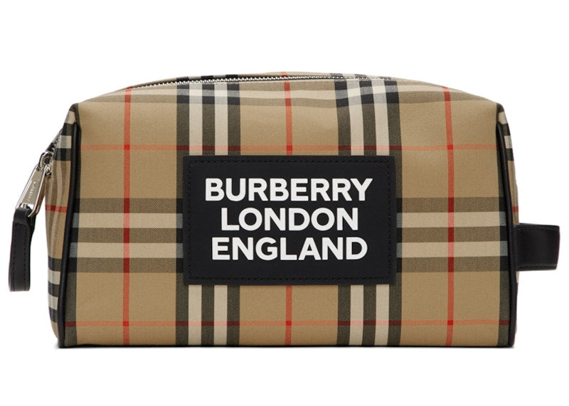 Burberry Vintage Pouch Check Hart Nylon Beige