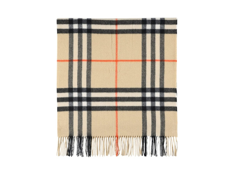 Burberry Washed Giant Check Scarf Sand