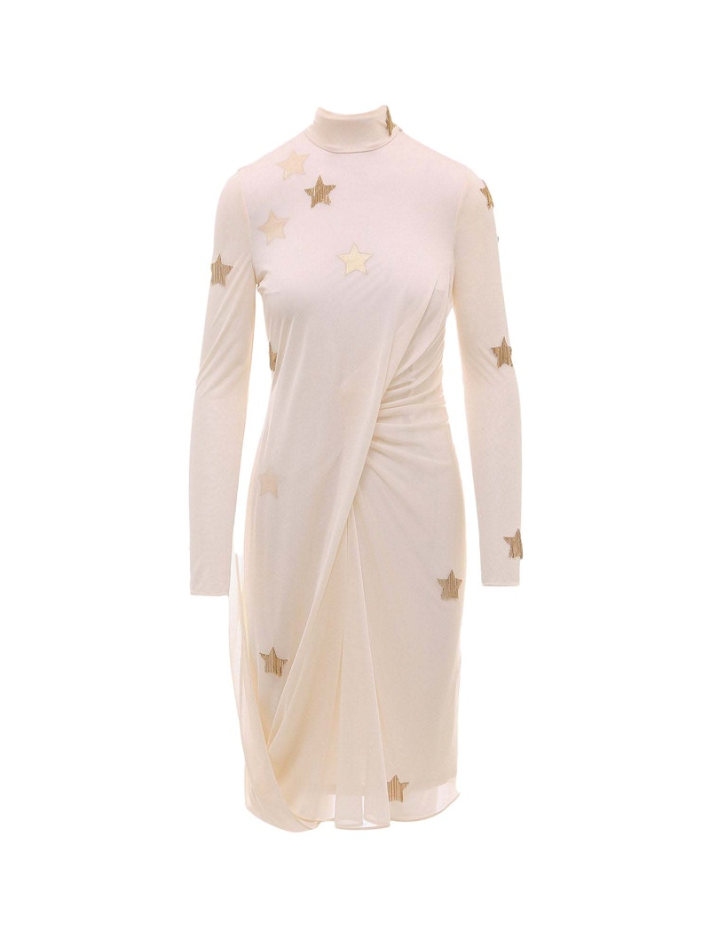 Burberry Woman Draped Viscose and Silk Dress Beige