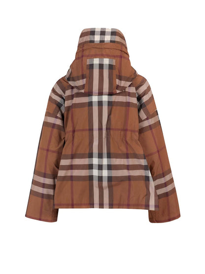 Burberry Woman Traditional Check Motif Nylon Jacket Brown