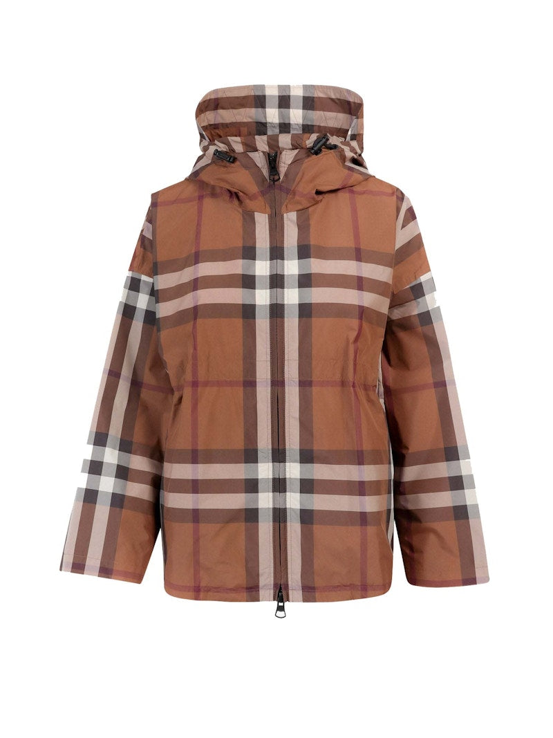 Burberry Woman Traditional Check Motif Nylon Jacket Brown