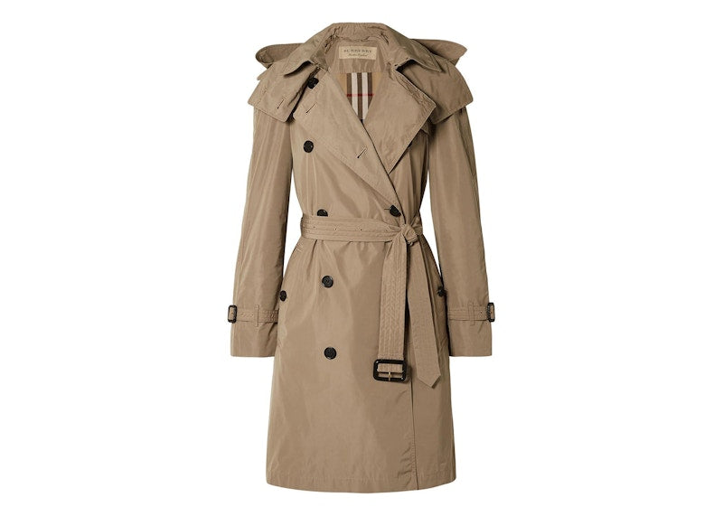 Burberry Women's Amberford Hooded Shell Trench Coat Beige