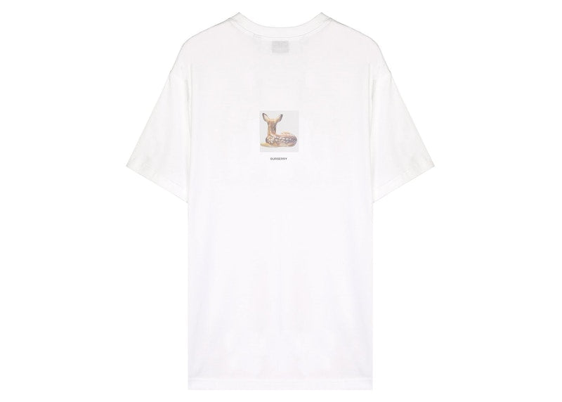 Burberry Womens Deer Print Cotton T-shirt White