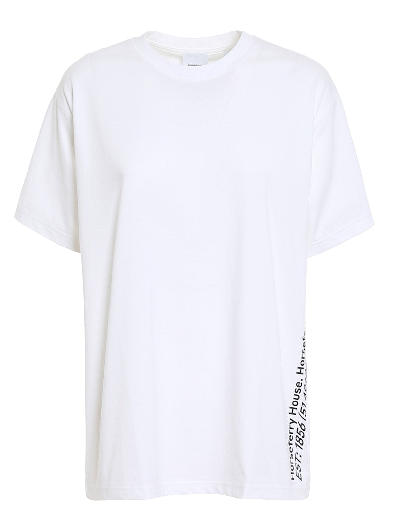 Burberry Womens Horseferry Print Cotton Oversized T-Shirt White/Black