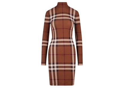 Burberry Women's Iconic Print Stretch Viscose Dress Beige