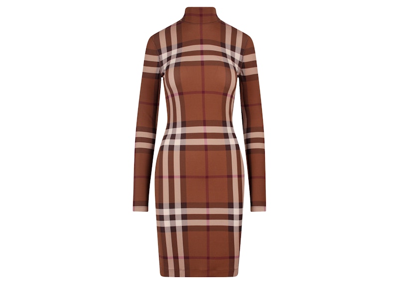 Burberry Women's Iconic Print Stretch Viscose Dress Beige