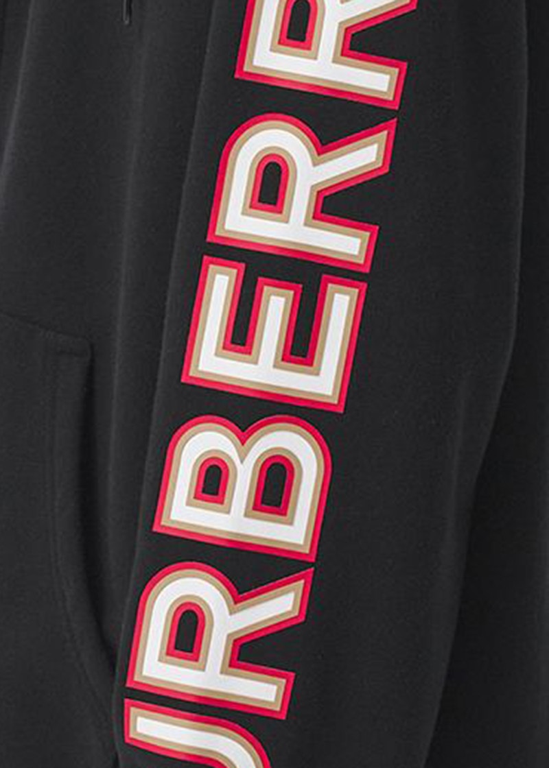 Burberry Womens Logo Print Zip-Up Hoodie Black/Multi