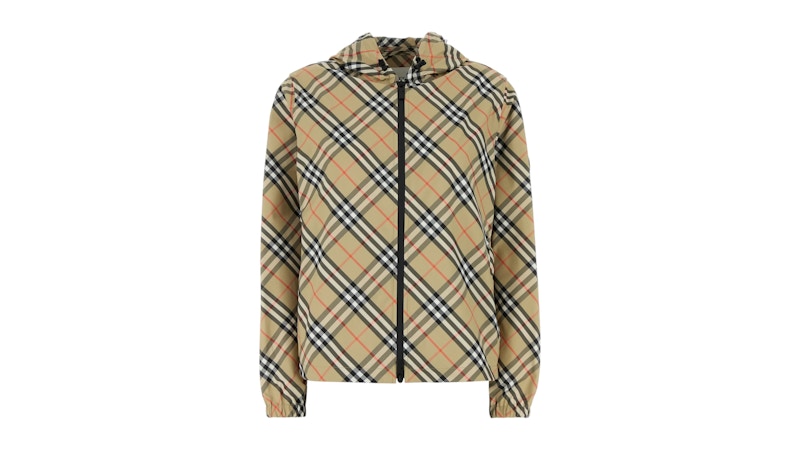 Burberry Women's Salcombe Check Hood Windbreaker Jacket Beige