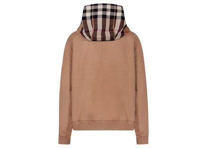 Burberry Women's Tartan Motif Cotton Sweatshirt Beige