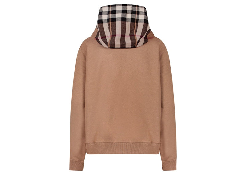 Burberry Women's Tartan Motif Cotton Sweatshirt Beige
