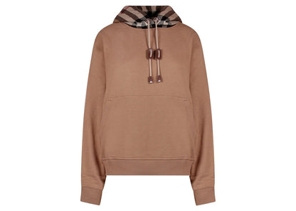 Burberry Women's Tartan Motif Cotton Sweatshirt Beige