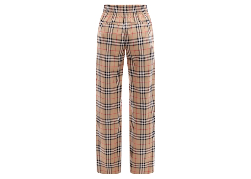 Burberry Women's Vintage Chech Motif Cotton Pants Beige