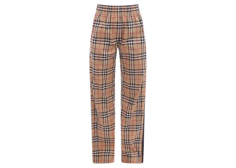 Burberry Women's Vintage Chech Motif Cotton Pants Beige
