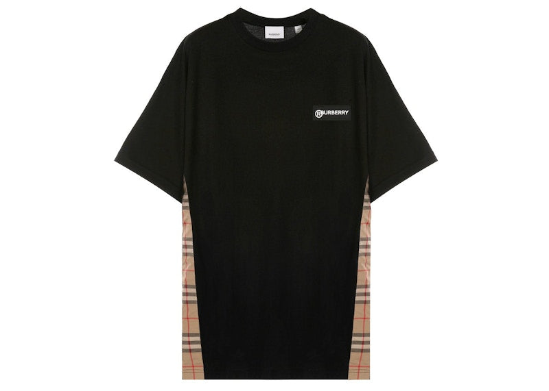 Burberry Womens Vintage Check Panel T-shirt Black