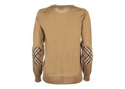 Burberry Women's Vintage Check Patch Merino Wool Sweater Beige