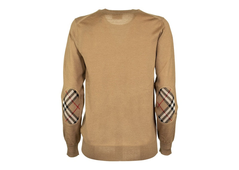 Burberry Women's Vintage Check Patch Merino Wool Sweater Beige
