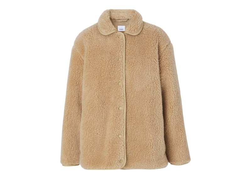 Burberry Wool Cashmere Blend Fleece Jacket Beige