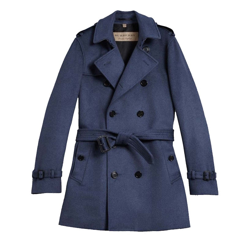 Burberry Wool Cashmere Trench Coat Blue