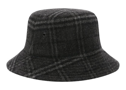 Burberry Wool Check Bucket Hat Charcoal Gray