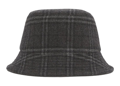 Burberry Wool Check Bucket Hat Charcoal Gray