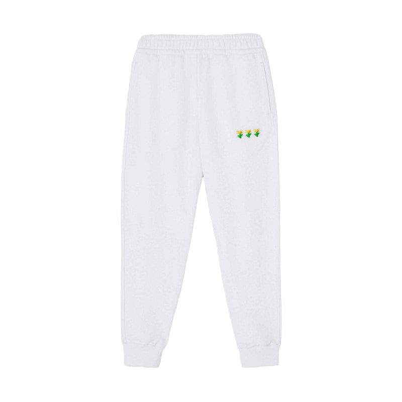 Burberry x Minecraft Embroidered Floral Cotton Jogging Pants White