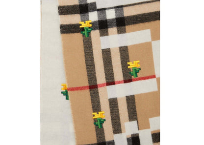 Burberry x Minecraft Logo and Check Cashmere Scarf Archive Beige