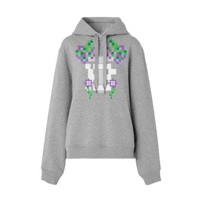 Burberry x Minecraft Monogram Motif Print Cotton Hoodie Pale Grey Melange