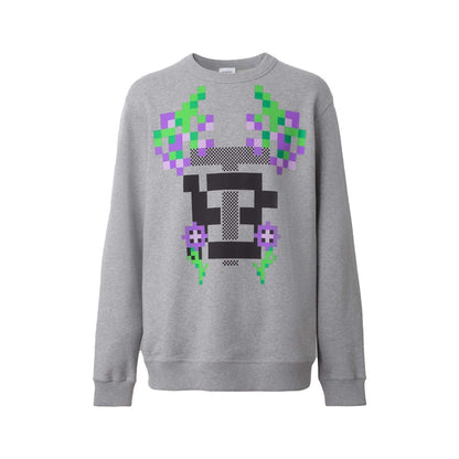 Burberry x Minecraft Monogram Motif Print Cotton Sweatshirt Pale Grey Melange