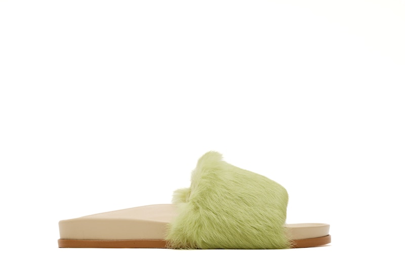 Buscemi Fur Clot Leather Slide Green (Women's)