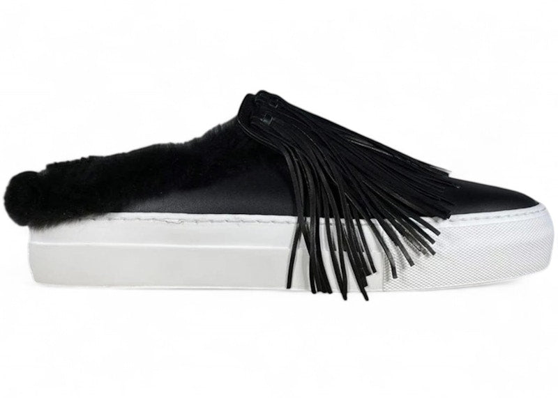 Buscemi Sabot Fringe Slip-On Flat Black (Women's)