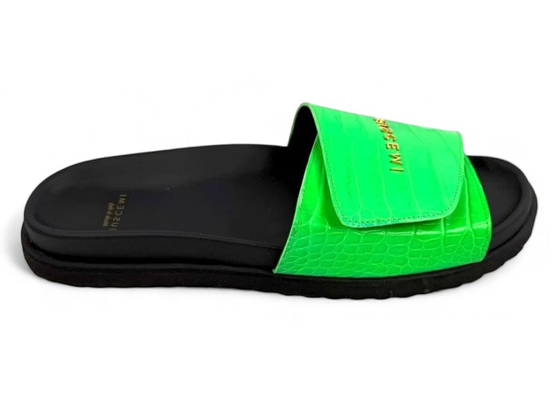 Buscemi Scratch Leather Slide Cocoo Green