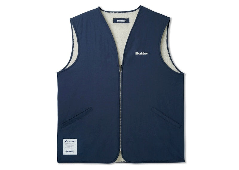 Butter Goods x Kangol Reversible Zip Thru Vest Navy White