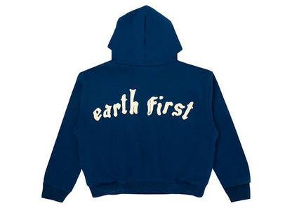 Cactus Plant Flea Market Earth First Zip Hooded Sweatshirt Blue