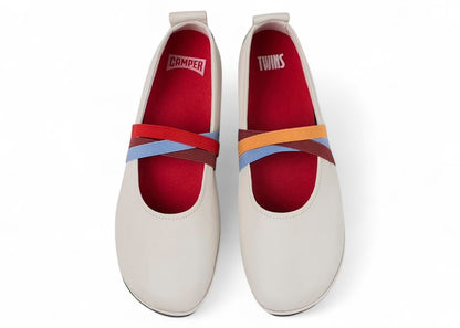 Camper Twins Ballerina Flat White Multi-Color (Women's)